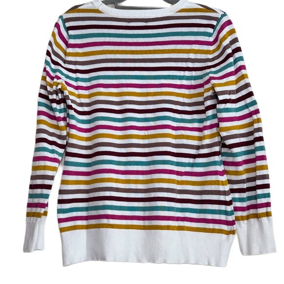 Lauren Scott Smart Striped Sweater with Jewel tones sz M - Picture 2 of 4